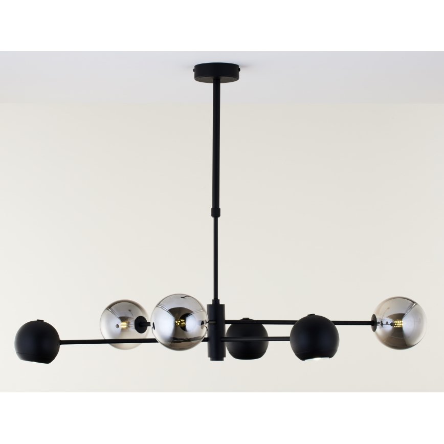 Jupiter 1974 - Chandelier on a pole MOKA 3xGU10/10W/230V + 3xG9/10W/230V black/shiny chrome
