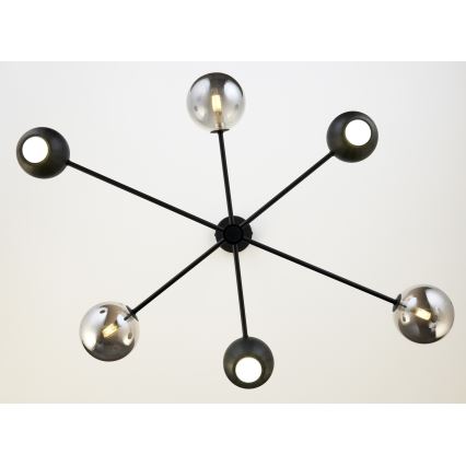 Jupiter 1974 - Chandelier on a pole MOKA 3xGU10/10W/230V + 3xG9/10W/230V black/shiny chrome
