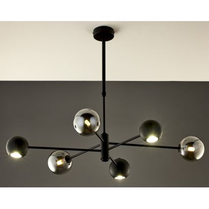 Jupiter 1974 - Chandelier on a pole MOKA 3xGU10/10W/230V + 3xG9/10W/230V black/shiny chrome