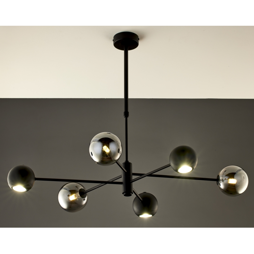 Jupiter 1974 - Chandelier on a pole MOKA 3xGU10/10W/230V + 3xG9/10W/230V black/shiny chrome