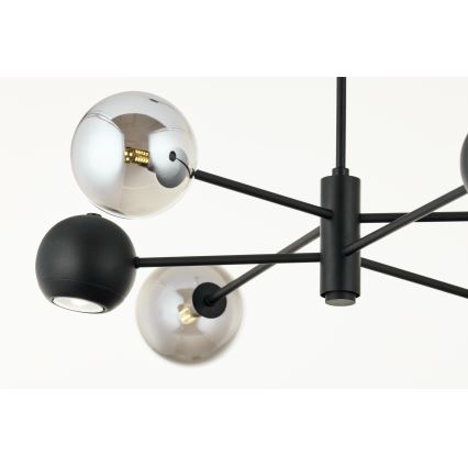 Jupiter 1974 - Chandelier on a pole MOKA 3xGU10/10W/230V + 3xG9/10W/230V black/shiny chrome