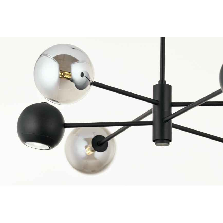 Jupiter 1974 - Chandelier on a pole MOKA 3xGU10/10W/230V + 3xG9/10W/230V black/shiny chrome