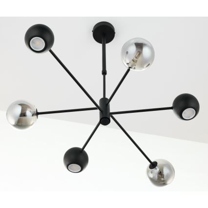 Jupiter 1974 - Chandelier on a pole MOKA 3xGU10/10W/230V + 3xG9/10W/230V black/shiny chrome