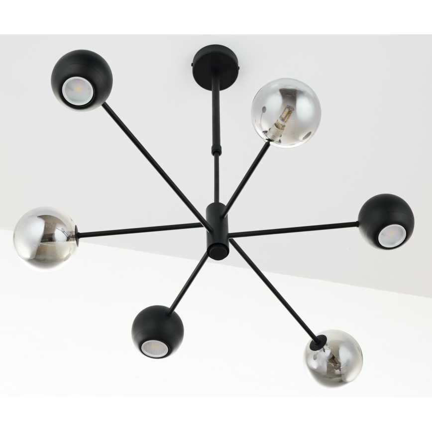 Jupiter 1974 - Chandelier on a pole MOKA 3xGU10/10W/230V + 3xG9/10W/230V black/shiny chrome