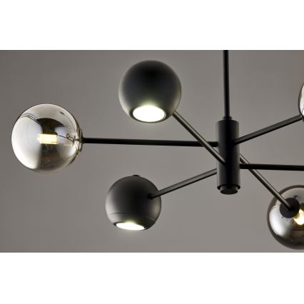 Jupiter 1974 - Chandelier on a pole MOKA 3xGU10/10W/230V + 3xG9/10W/230V black/shiny chrome