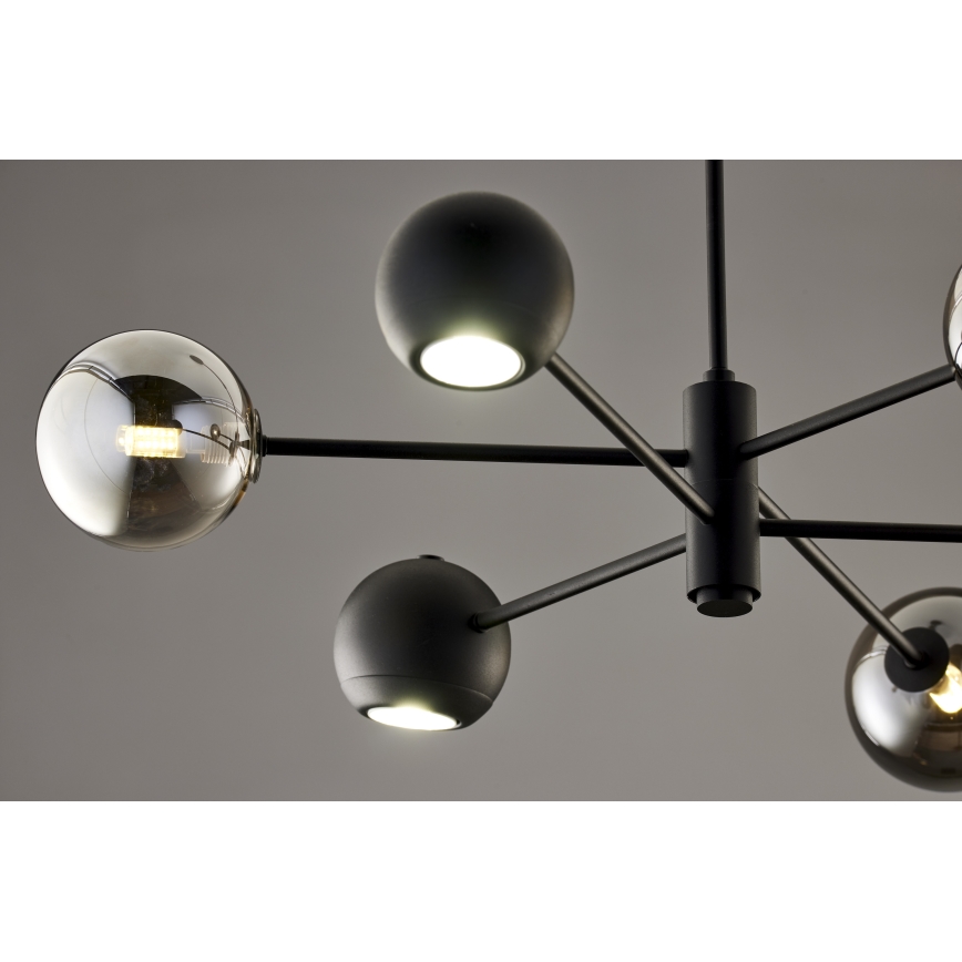 Jupiter 1974 - Chandelier on a pole MOKA 3xGU10/10W/230V + 3xG9/10W/230V black/shiny chrome