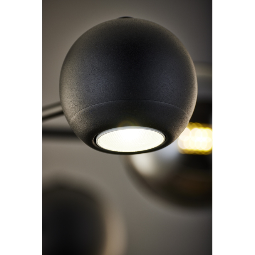 Jupiter 1974 - Chandelier on a pole MOKA 3xGU10/10W/230V + 3xG9/10W/230V black/shiny chrome