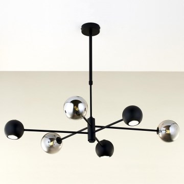Jupiter 1974 - Chandelier on a pole MOKA 3xGU10/10W/230V + 3xG9/10W/230V black/shiny chrome