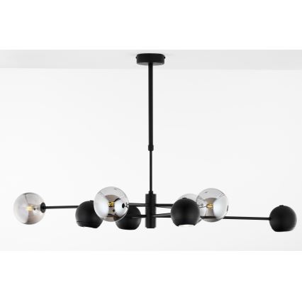 Jupiter 1975 - Chandelier on a pole MOKA 4xGU10/10W/230V + 4xG9/10W/230V black/shiny chrome