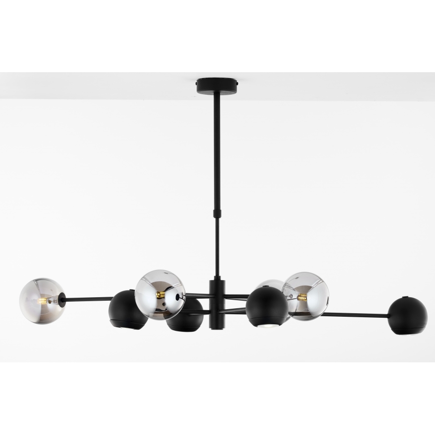 Jupiter 1975 - Chandelier on a pole MOKA 4xGU10/10W/230V + 4xG9/10W/230V black/shiny chrome