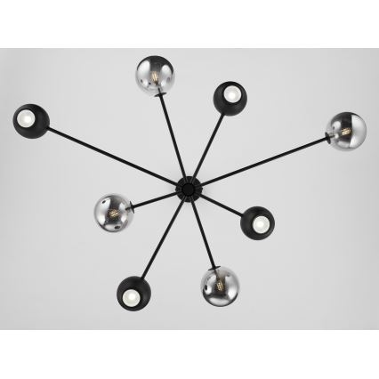Jupiter 1975 - Chandelier on a pole MOKA 4xGU10/10W/230V + 4xG9/10W/230V black/shiny chrome