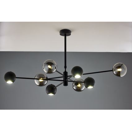 Jupiter 1975 - Chandelier on a pole MOKA 4xGU10/10W/230V + 4xG9/10W/230V black/shiny chrome