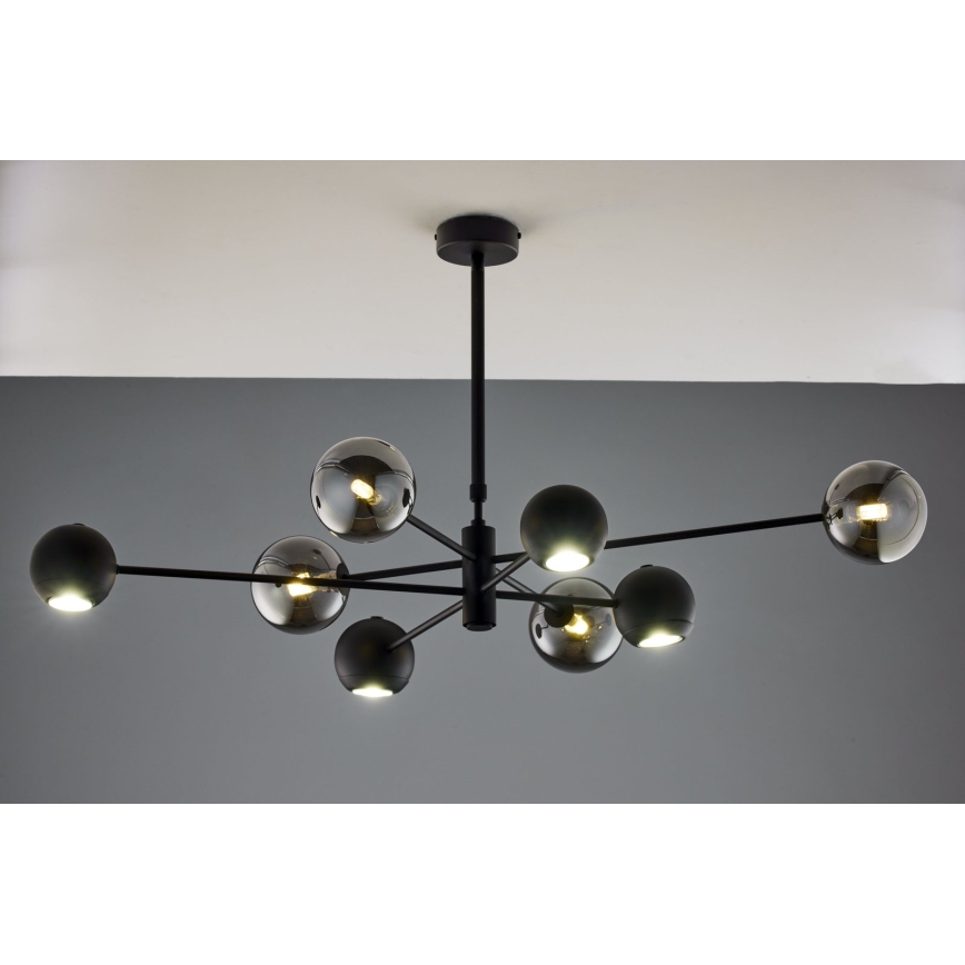Jupiter 1975 - Chandelier on a pole MOKA 4xGU10/10W/230V + 4xG9/10W/230V black/shiny chrome