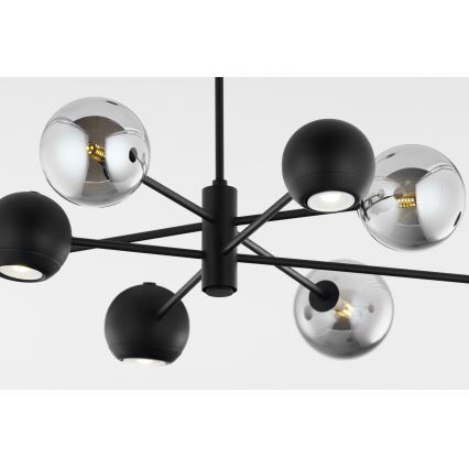 Jupiter 1975 - Chandelier on a pole MOKA 4xGU10/10W/230V + 4xG9/10W/230V black/shiny chrome