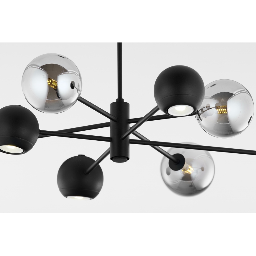 Jupiter 1975 - Chandelier on a pole MOKA 4xGU10/10W/230V + 4xG9/10W/230V black/shiny chrome