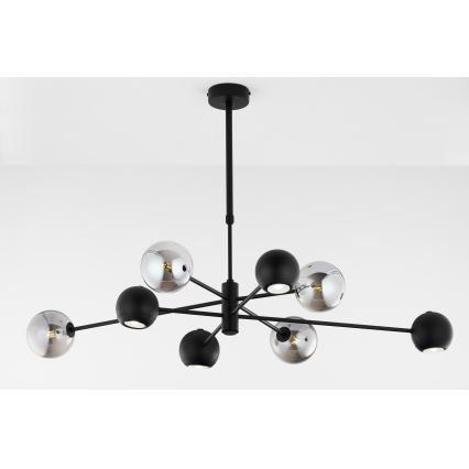 Jupiter 1975 - Chandelier on a pole MOKA 4xGU10/10W/230V + 4xG9/10W/230V black/shiny chrome