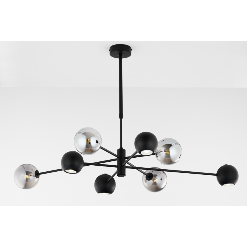 Jupiter 1975 - Chandelier on a pole MOKA 4xGU10/10W/230V + 4xG9/10W/230V black/shiny chrome