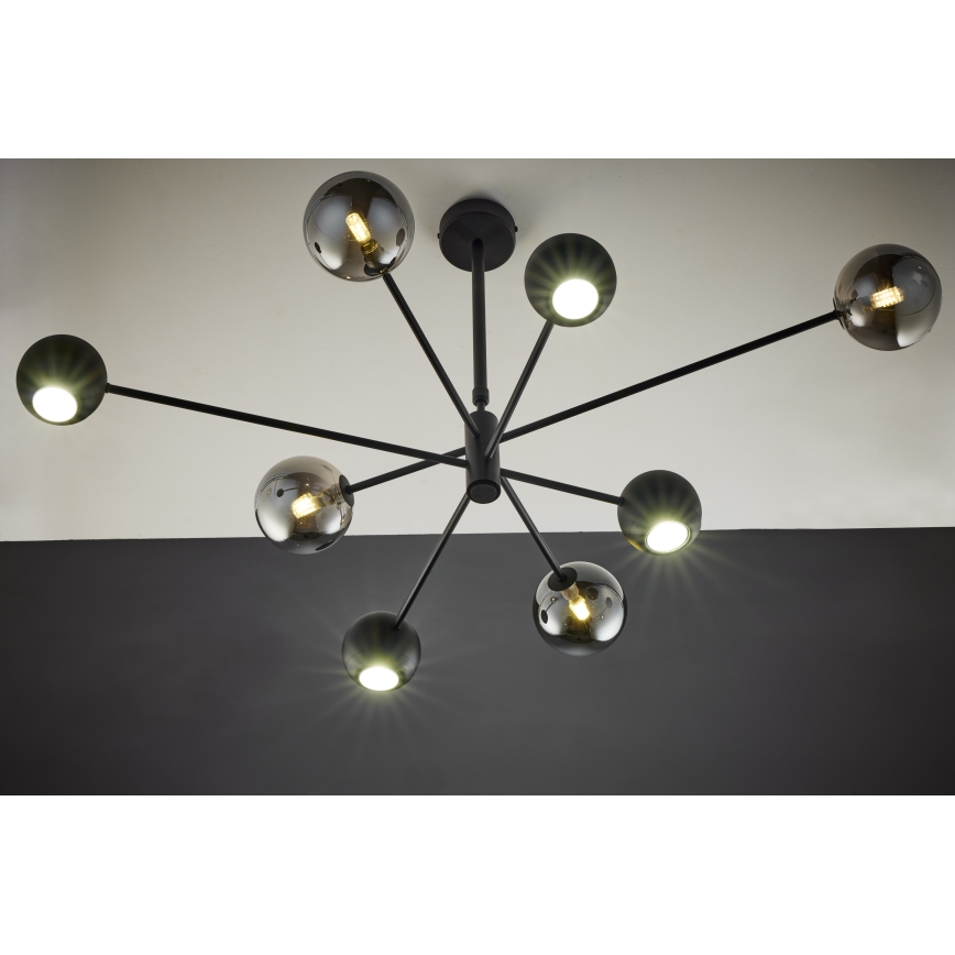 Jupiter 1975 - Chandelier on a pole MOKA 4xGU10/10W/230V + 4xG9/10W/230V black/shiny chrome