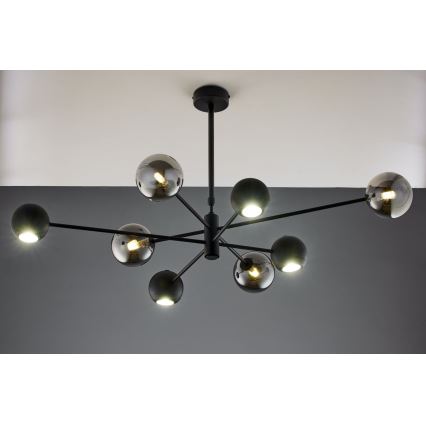 Jupiter 1975 - Chandelier on a pole MOKA 4xGU10/10W/230V + 4xG9/10W/230V black/shiny chrome