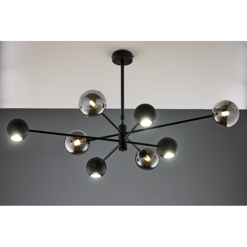 Jupiter 1975 - Chandelier on a pole MOKA 4xGU10/10W/230V + 4xG9/10W/230V black/shiny chrome