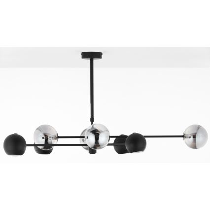 Jupiter 1975 - Chandelier on a pole MOKA 4xGU10/10W/230V + 4xG9/10W/230V black/shiny chrome