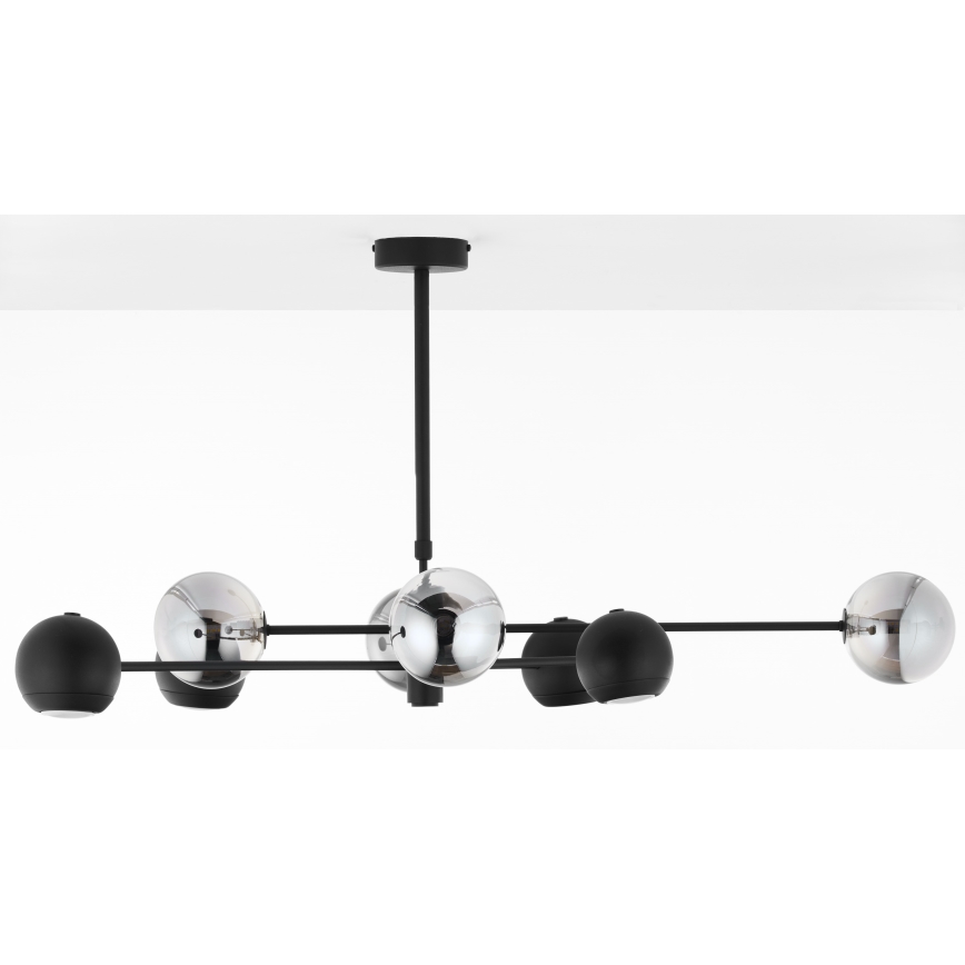 Jupiter 1975 - Chandelier on a pole MOKA 4xGU10/10W/230V + 4xG9/10W/230V black/shiny chrome