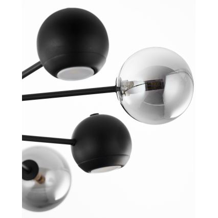 Jupiter 1975 - Chandelier on a pole MOKA 4xGU10/10W/230V + 4xG9/10W/230V black/shiny chrome