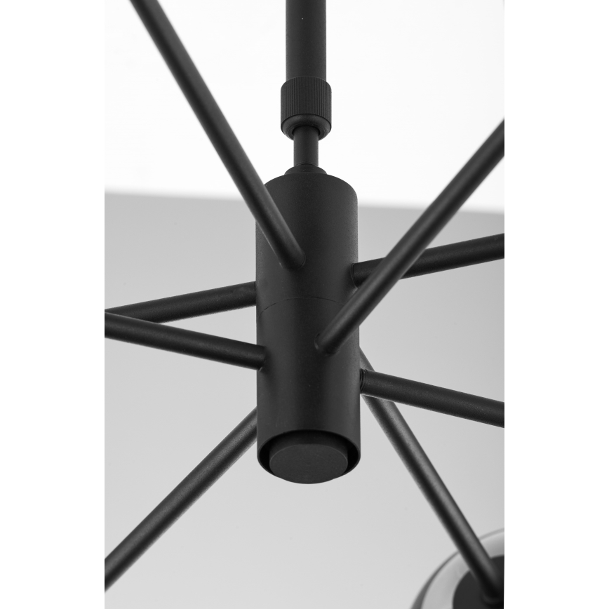 Jupiter 1975 - Chandelier on a pole MOKA 4xGU10/10W/230V + 4xG9/10W/230V black/shiny chrome