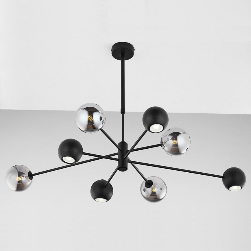 Jupiter 1975 - Chandelier on a pole MOKA 4xGU10/10W/230V + 4xG9/10W/230V black/shiny chrome
