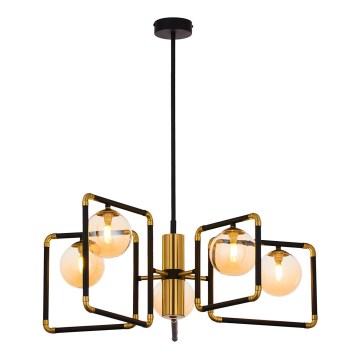 Jupiter 1984 - Chandelier on a pole IBRA 5xG9/10W/230V black/gold/beige