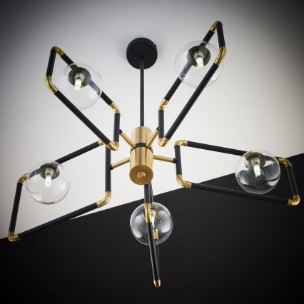 Jupiter 1985 - Chandelier on a pole IBRA 5xG9/10W/230V black/gold