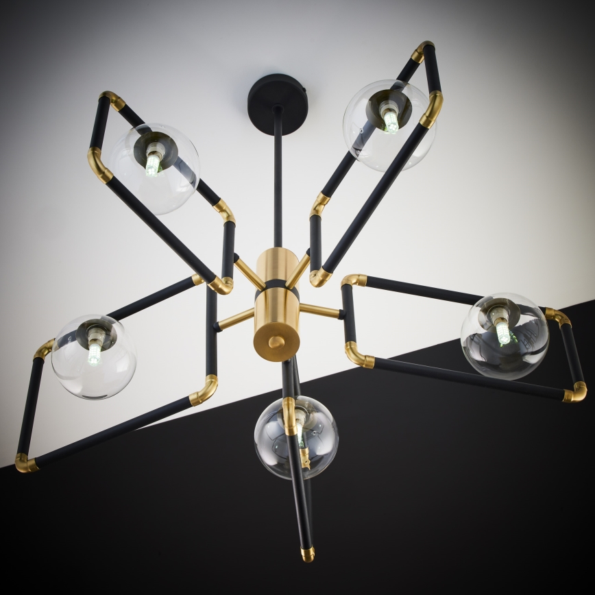 Jupiter 1985 - Chandelier on a pole IBRA 5xG9/10W/230V black/gold