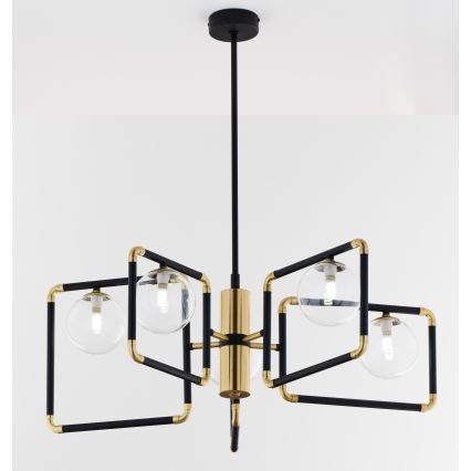 Jupiter 1985 - Chandelier on a pole IBRA 5xG9/10W/230V black/gold