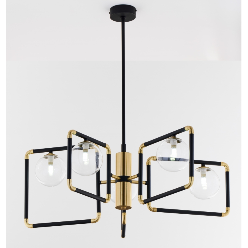 Jupiter 1985 - Chandelier on a pole IBRA 5xG9/10W/230V black/gold