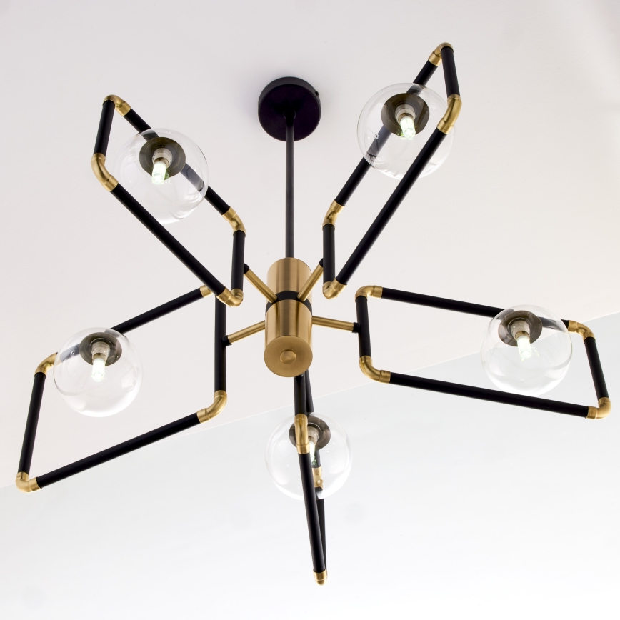 Jupiter 1985 - Chandelier on a pole IBRA 5xG9/10W/230V black/gold