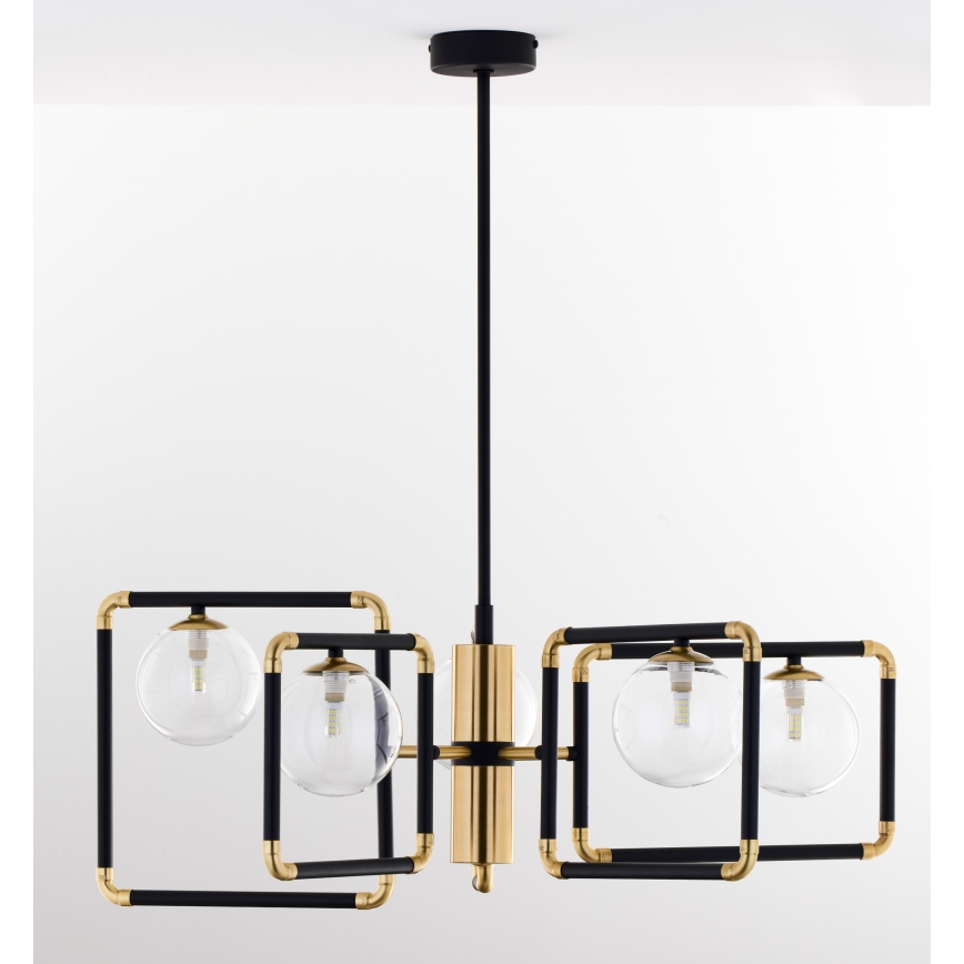 Jupiter 1985 - Chandelier on a pole IBRA 5xG9/10W/230V black/gold
