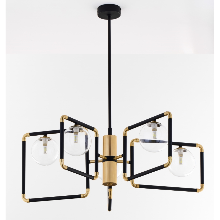 Jupiter 1985 - Chandelier on a pole IBRA 5xG9/10W/230V black/gold
