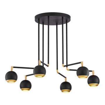 Jupiter 1987 - Chandelier on a pole VILAR 6xGU10/10W/230V black/gold