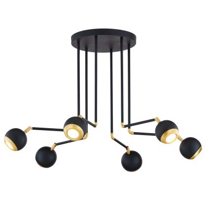 Jupiter 1987 - Chandelier on a pole VILAR 6xGU10/10W/230V black/gold