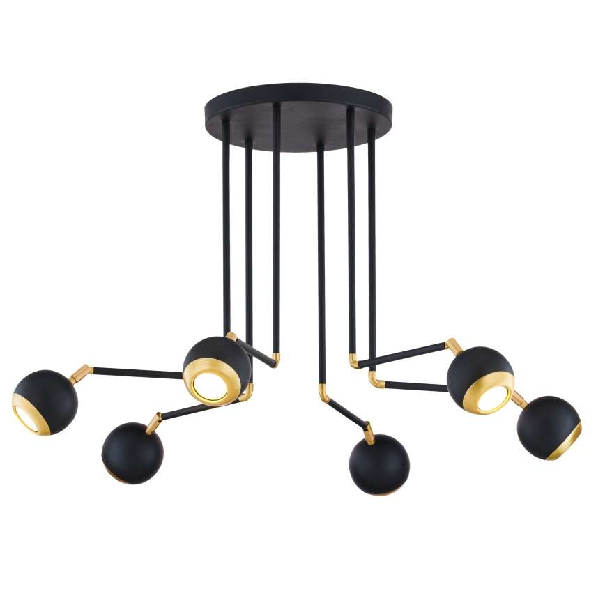 Jupiter 1987 - Chandelier on a pole VILAR 6xGU10/10W/230V black/gold