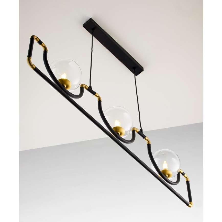 Jupiter 1990 - Chandelier on a string HANZA 3xG9/10W/230V black/gold