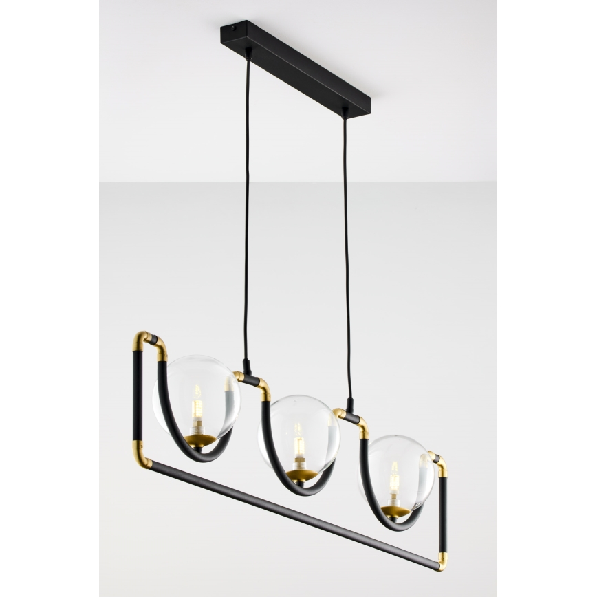 Jupiter 1990 - Chandelier on a string HANZA 3xG9/10W/230V black/gold