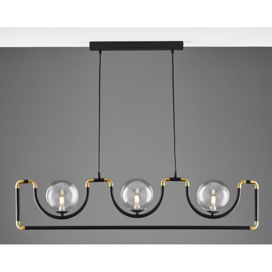 Jupiter 1990 - Chandelier on a string HANZA 3xG9/10W/230V black/gold