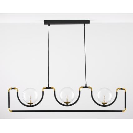 Jupiter 1990 - Chandelier on a string HANZA 3xG9/10W/230V black/gold