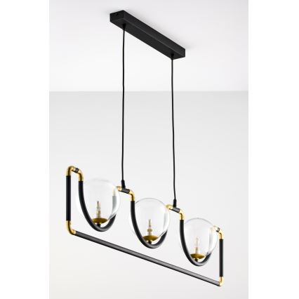 Jupiter 1990 - Chandelier on a string HANZA 3xG9/10W/230V black/gold