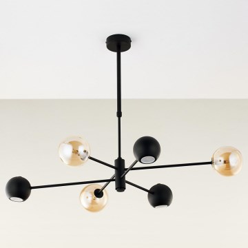 Jupiter 1993 - Chandelier on a pole MOKA 3xGU10/10W/230V + 3xG9/10W/230V black/beige