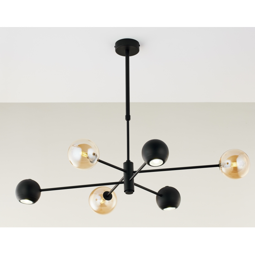 Jupiter 1993 - Chandelier on a pole MOKA 3xGU10/10W/230V + 3xG9/10W/230V black/beige