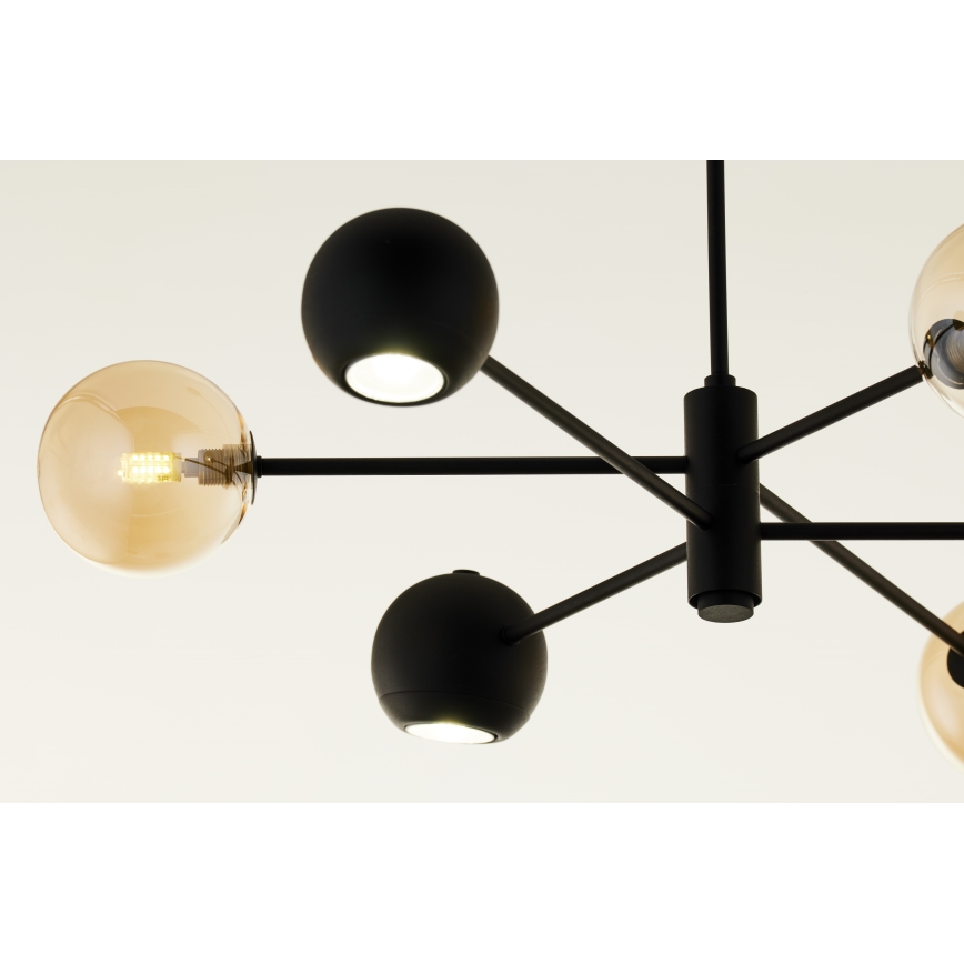 Jupiter 1993 - Chandelier on a pole MOKA 3xGU10/10W/230V + 3xG9/10W/230V black/beige