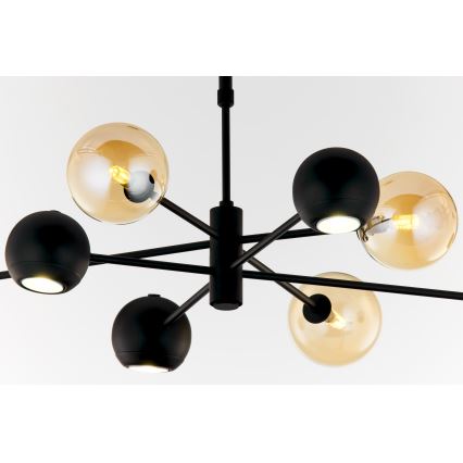 Jupiter 1994 - Chandelier on a pole MOKA 4xGU10/10W/230V + 4xG9/10W/230V black/beige
