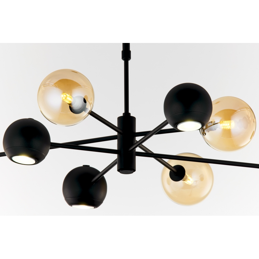 Jupiter 1994 - Chandelier on a pole MOKA 4xGU10/10W/230V + 4xG9/10W/230V black/beige